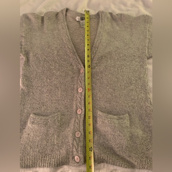 Segue Vintage Grey silk angora lambs wool cardigan XL - Picture 10 of 11